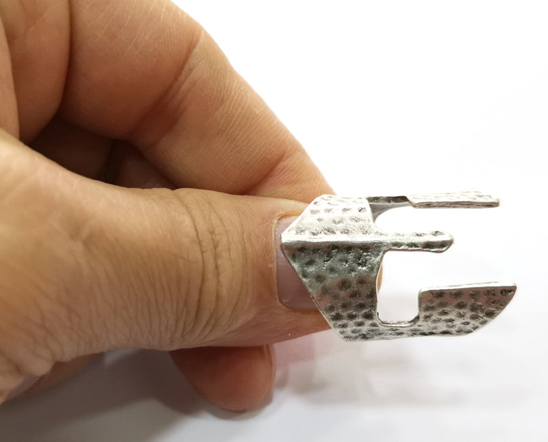 Head Armor Ring Antique Silver Plated Brass Adjustable SR443