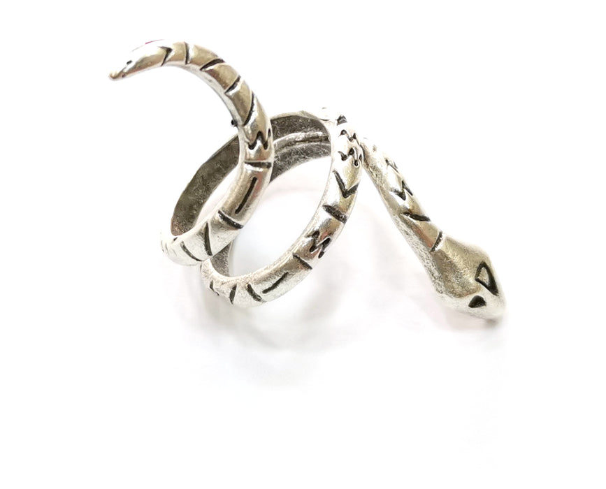 Snake Ring Antique Silver Plated Brass Adjustable SR444