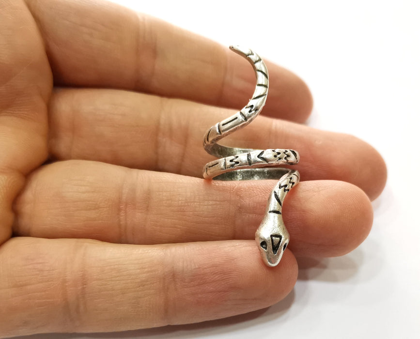 Snake Ring Antique Silver Plated Brass Adjustable SR444