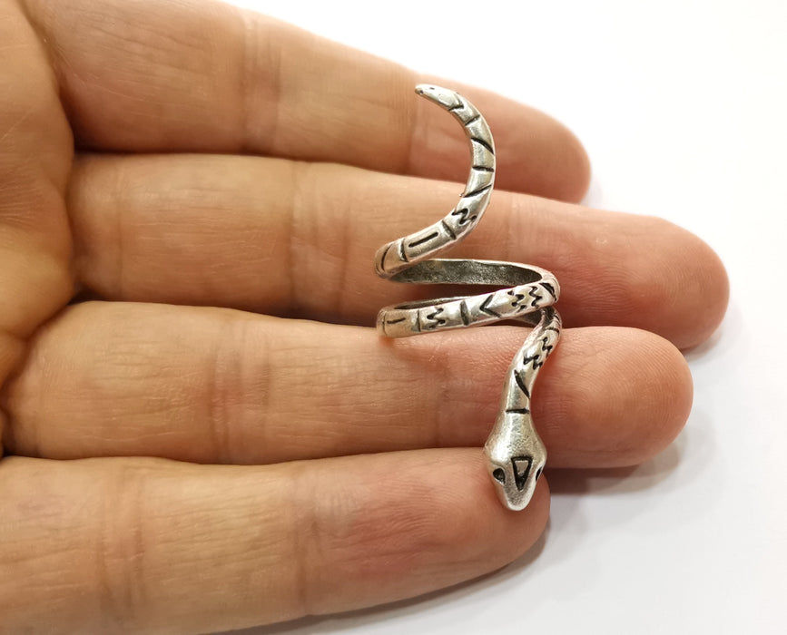 Snake Ring Antique Silver Plated Brass Adjustable SR444