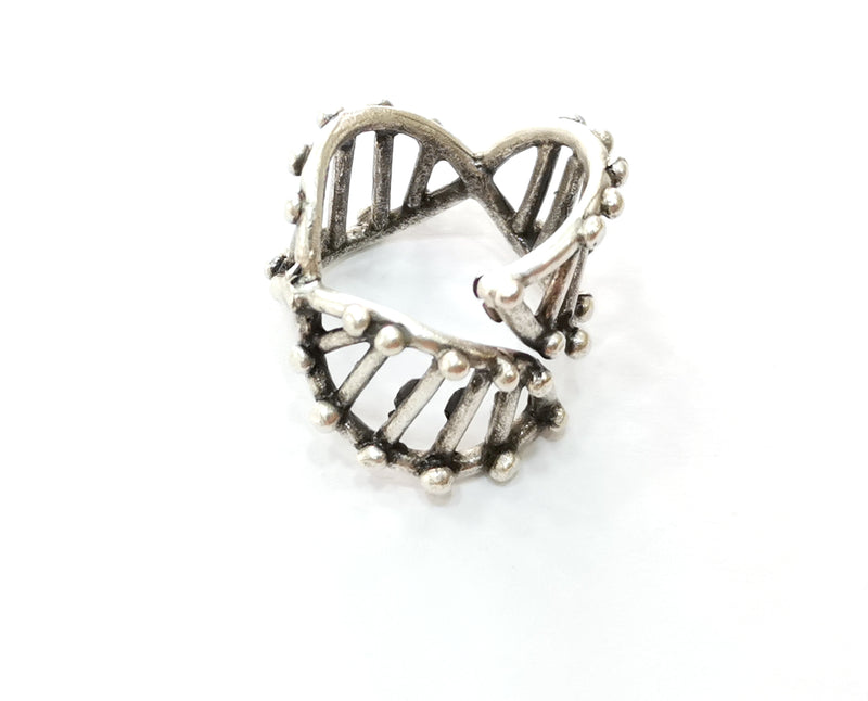 DNA Chain Ring Antique Silver Plated Brass Adjustable SR446