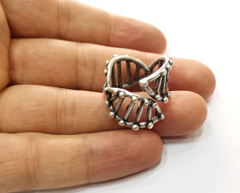 DNA Chain Ring Antique Silver Plated Brass Adjustable SR446