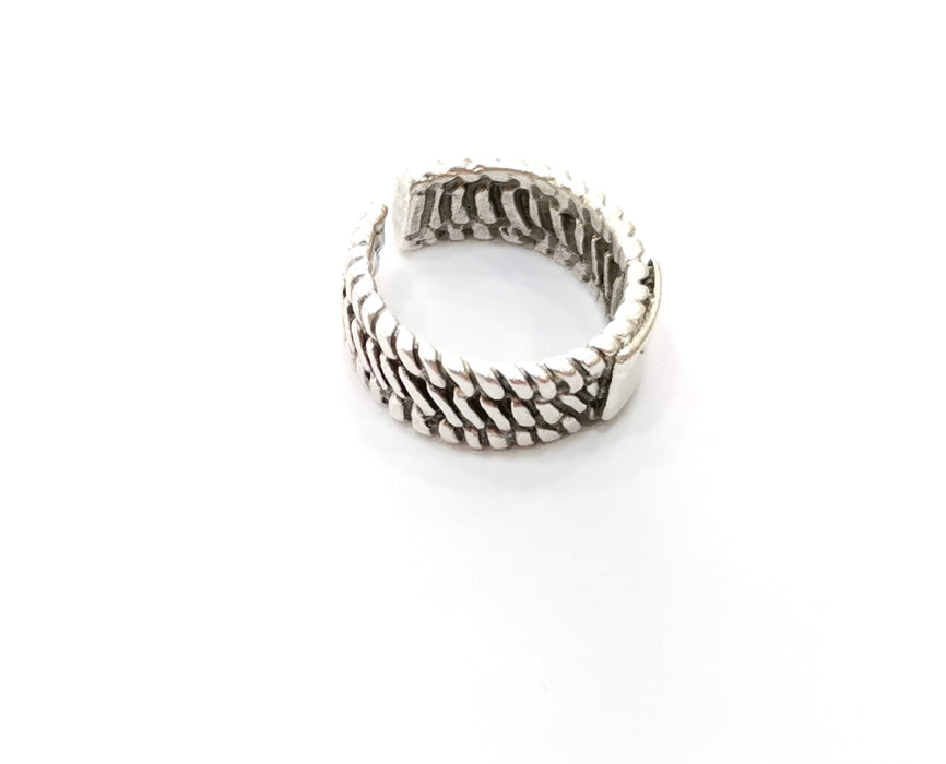 Braid Ring Antique Silver Plated Brass Adjustable SR449