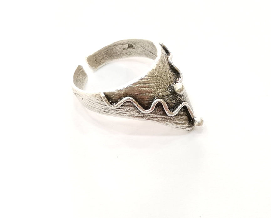 Ring Antique Silver Plated Brass Adjustable SR460