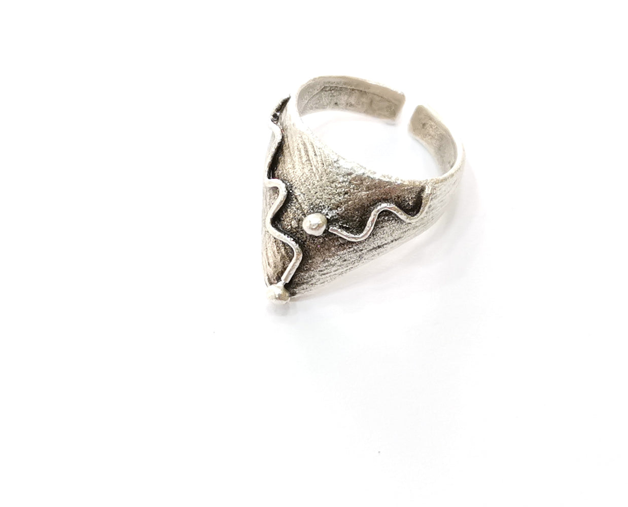 Ring Antique Silver Plated Brass Adjustable SR460