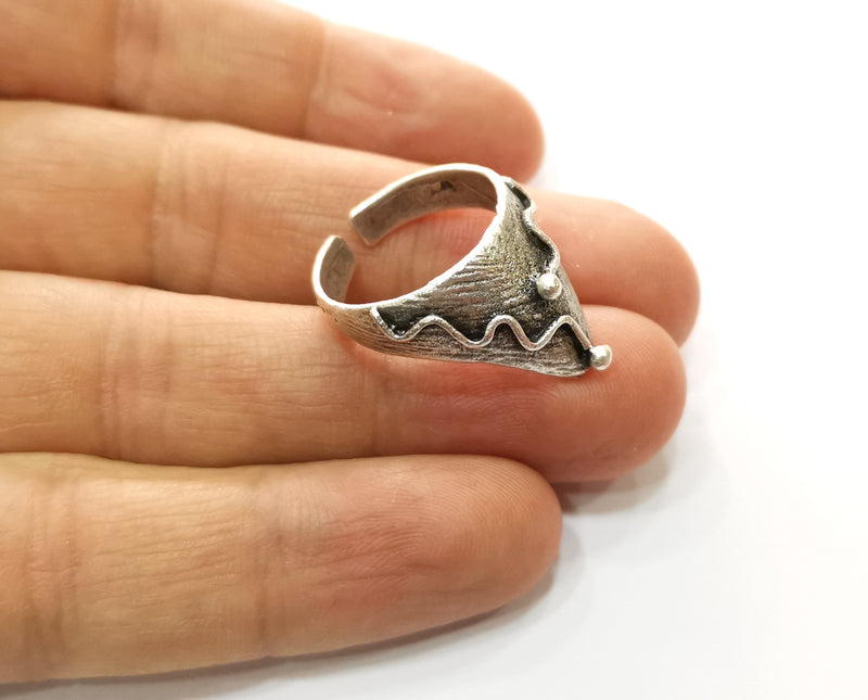 Ring Antique Silver Plated Brass Adjustable SR460