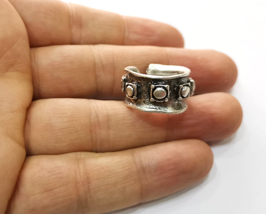 Ring Antique Silver Plated Brass Adjustable SR467