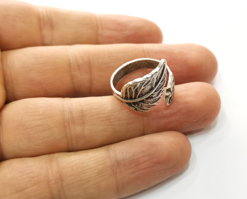 Leaves Ring Antique Silver Plated Brass Adjustable SR469