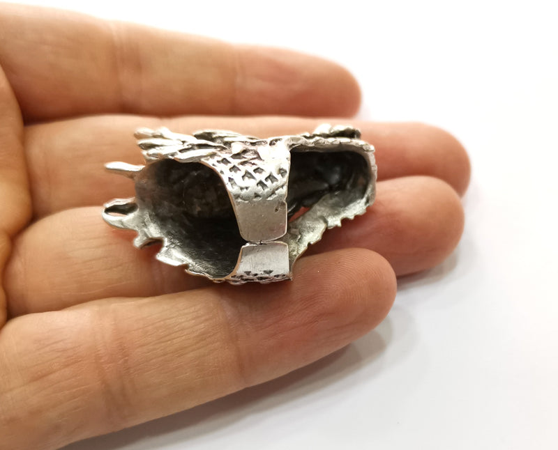Dragon Head Ring Antique Silver Plated Brass Adjustable SR475