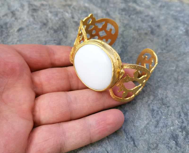 Bracelet with Round Real Pearl Gold Plated Brass Adjustable SR488