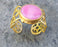Bracelet with Pink Stone Gold Plated Brass Adjustable SR492