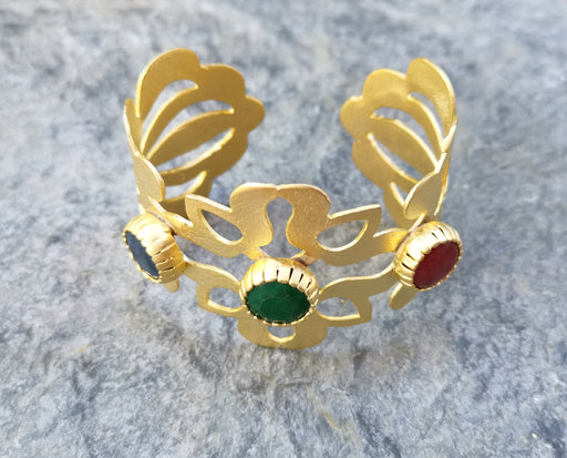 Bracelet with Colored Stones Gold Plated Brass Adjustable SR495