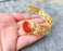 Bracelet with Brick Red Stone Gold Plated Brass Adjustable SR501