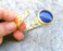 Bracelet with Dark Blue Stone Gold Plated Brass Adjustable SR502