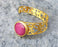 Bracelet with Fuchsia Stone Gold Plated Brass Adjustable SR505