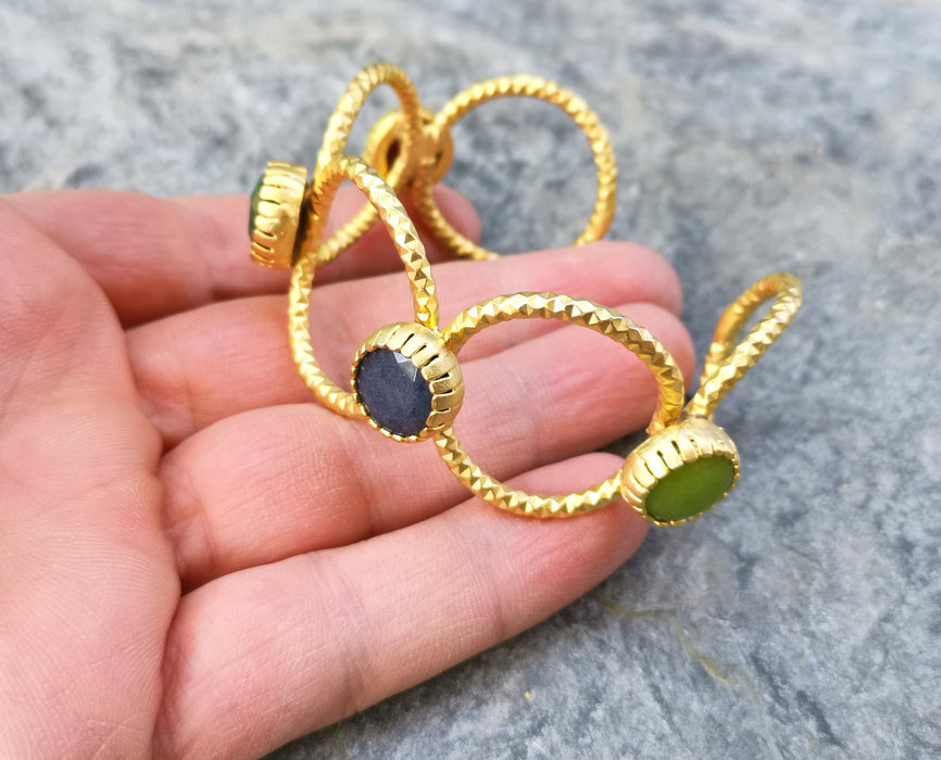 Bracelet with Colored Stones Gold Plated Brass Adjustable SR509