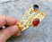 Bracelet with Red and Black Stones Gold Plated Brass Adjustable SR512