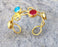 Bracelet with Colored Stones Gold Plated Brass Adjustable SR518