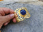 Bracelet with Dark Blue Stone Gold Plated Brass Adjustable SR528