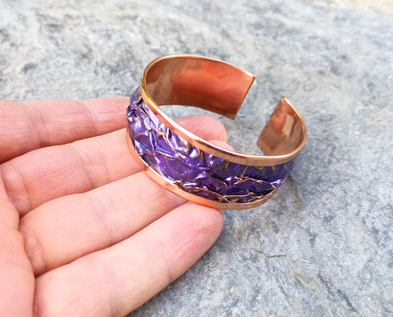Purple Embossment Bracelet Raw Copper Adjustable SR533