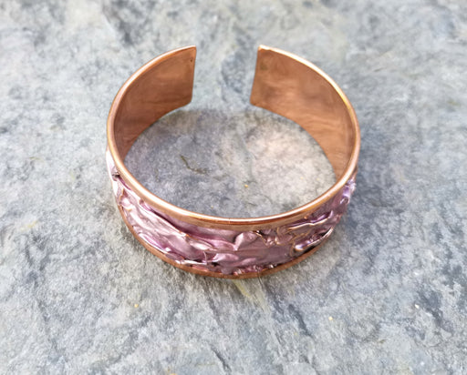 Pink Embossment Bracelet Raw Copper Adjustable SR534