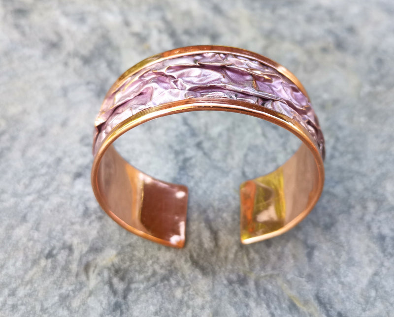 Pink Embossment Bracelet Raw Copper Adjustable SR534