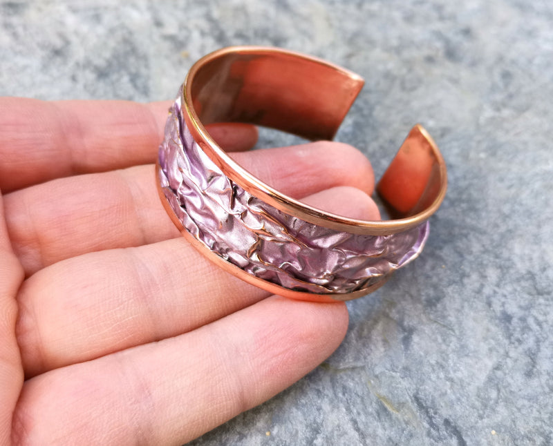 Pink Embossment Bracelet Raw Copper Adjustable SR534