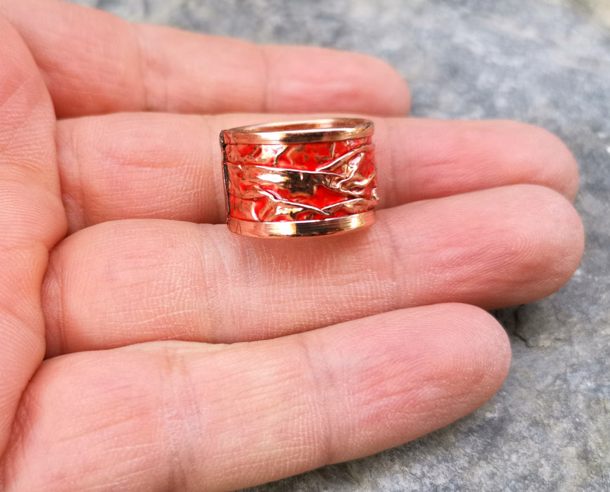 Red Embossment Ring Raw Copper Adjustable SR539