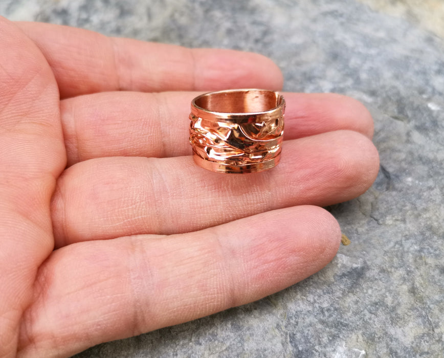 Golden Embossment Ring Raw Copper Adjustable SR540