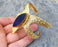 Starfish Bracelet with Dark Blue Agate Gemstone Gold Plated Brass Adjustable SR565