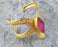Starfish Bracelet with Fuchsia Agate Gemstone Gold Plated Brass Adjustable SR568