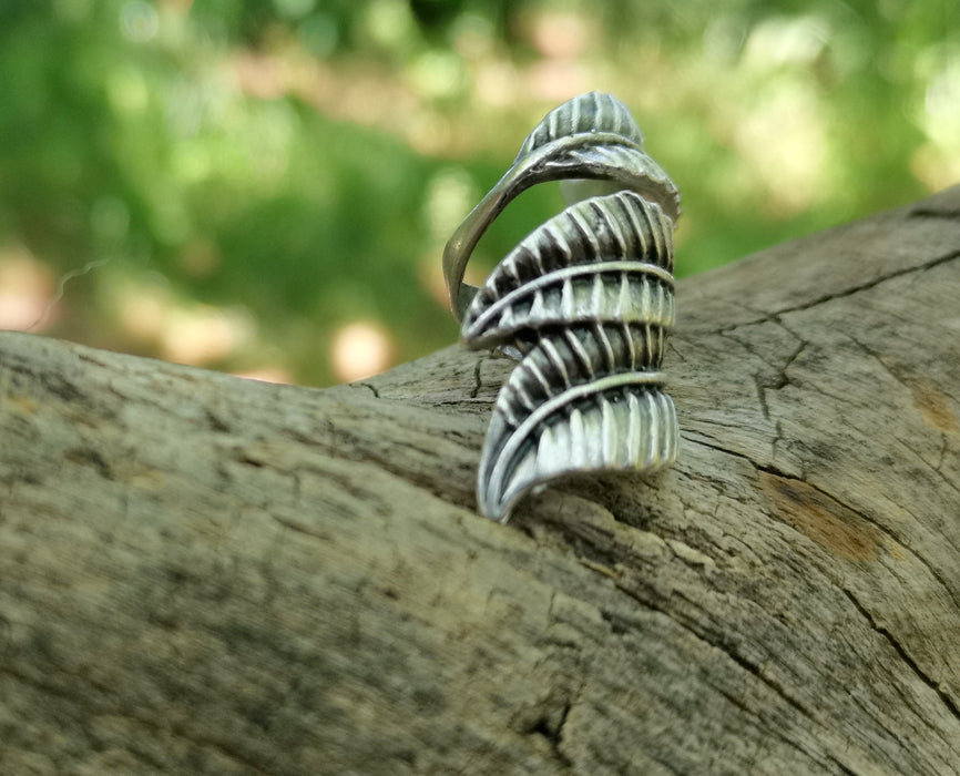 Leaves Ring Antique Silver Plated Brass Adjustable SR575