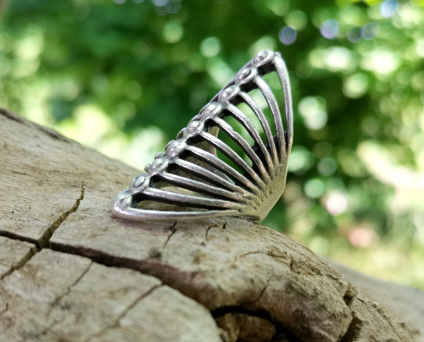 Ring Antique Silver Plated Brass Adjustable SR580