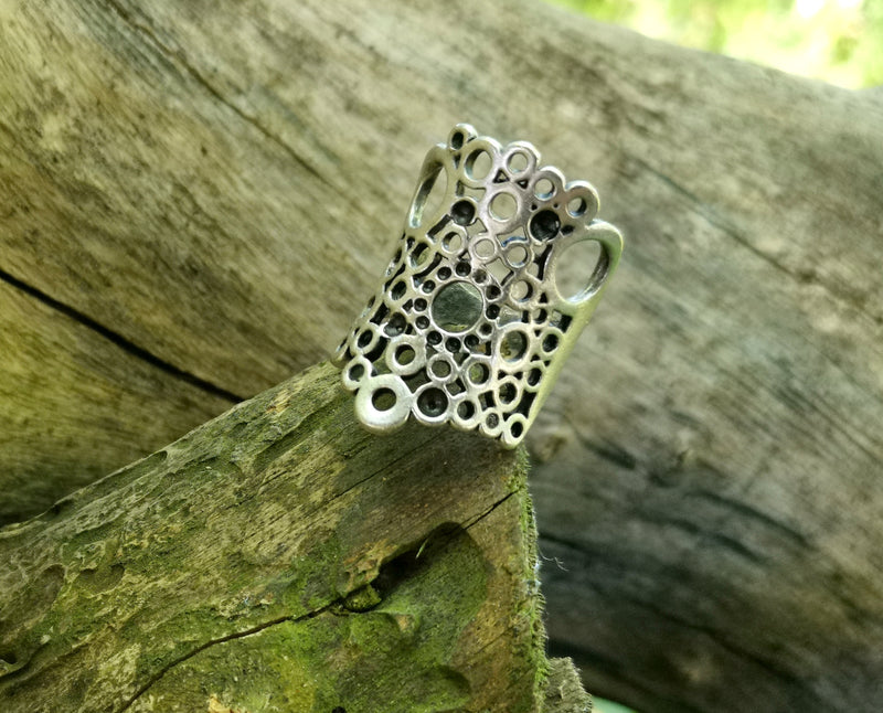 Ring Antique Silver Plated Brass Adjustable SR581