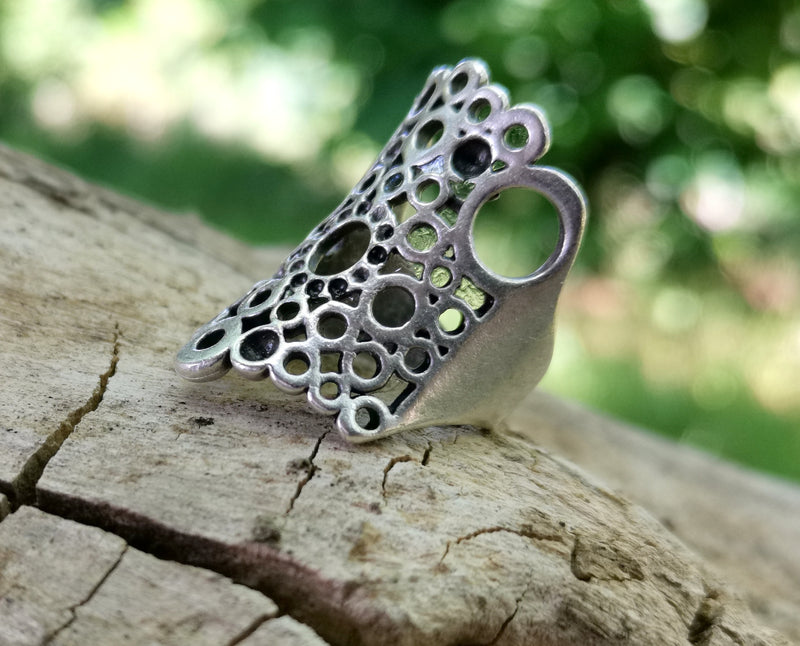 Ring Antique Silver Plated Brass Adjustable SR581