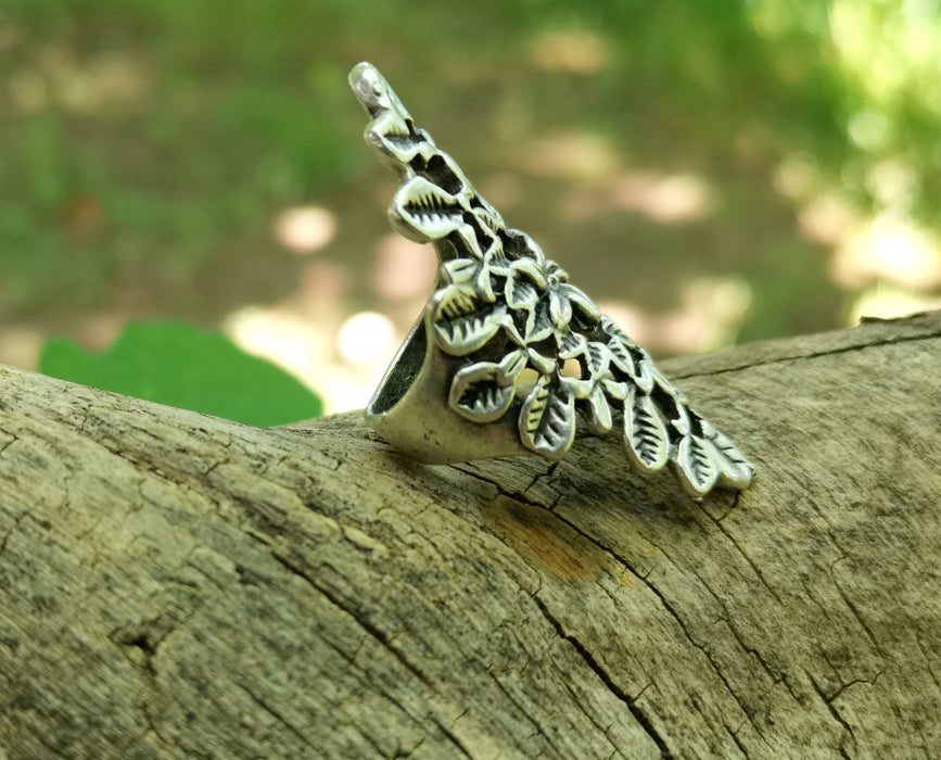 Leaves Ring Antique Silver Plated Brass Adjustable SR586