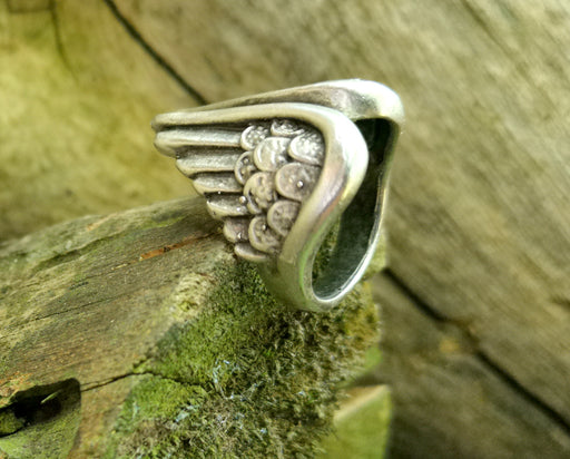 Wings Ring Antique Silver Plated Brass Adjustable SR587