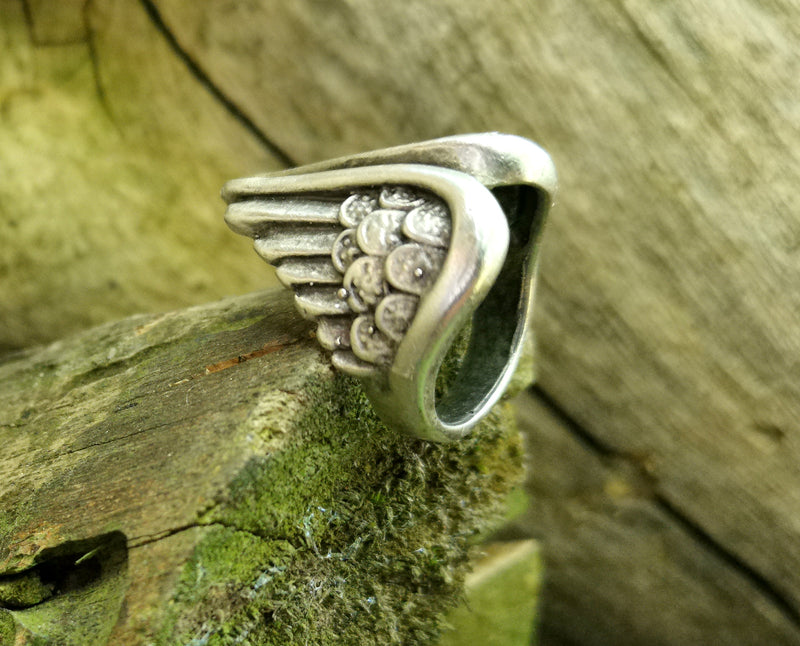Wings Ring Antique Silver Plated Brass Adjustable SR587