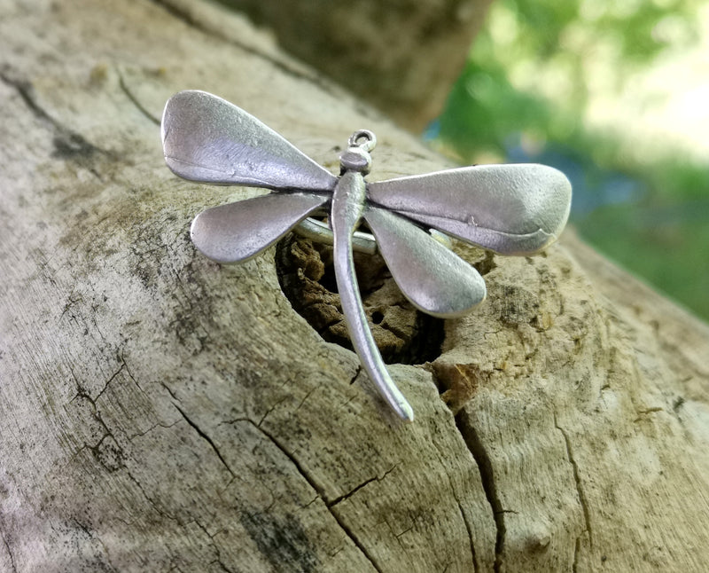 Dragonfly Ring Antique Silver Plated Brass Adjustable SR588