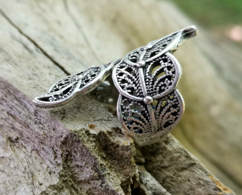 Flowers Ring Antique Silver Plated Brass Adjustable SR594