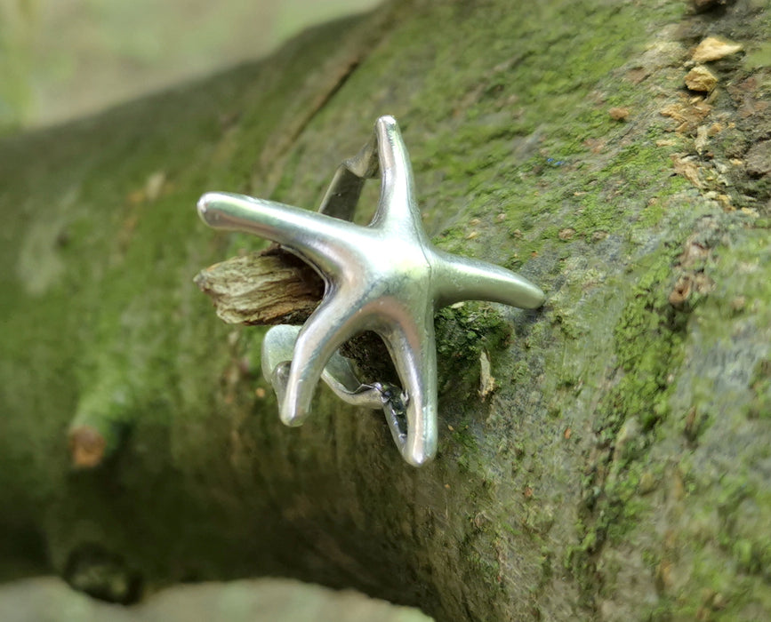 Starfish Ring Antique Silver Plated Brass Adjustable SR595