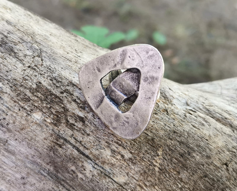 Ring Antique Silver Plated Metal Adjustable SR652