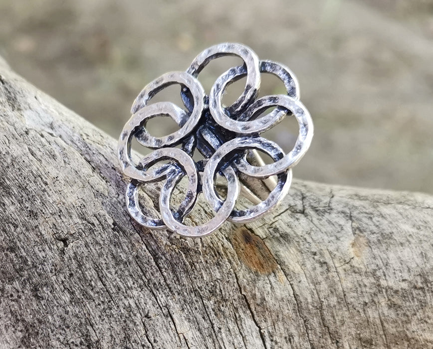 Ring Antique Silver Plated Metal Adjustable SR655