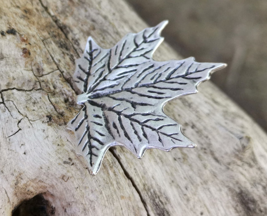 Leaf Ring Antique Silver Plated Metal Adjustable SR659