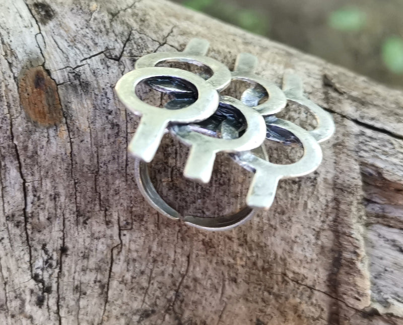 Ring Antique Silver Plated Metal Adjustable SR661