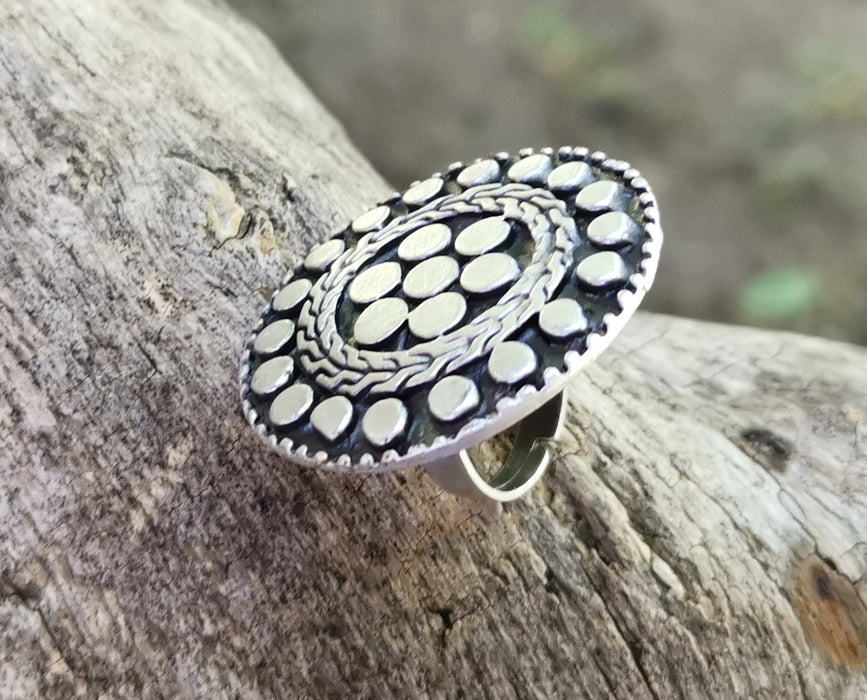 Ring Antique Silver Plated Metal Adjustable SR670