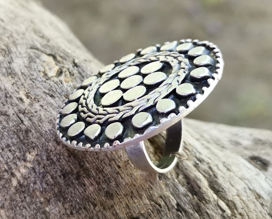 Ring Antique Silver Plated Metal Adjustable SR670