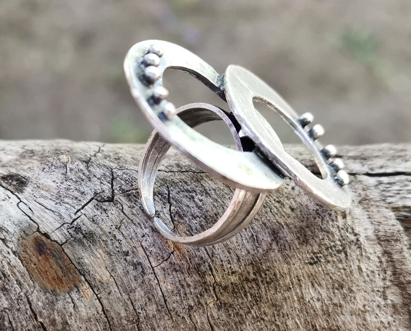 Ring Antique Silver Plated Metal Adjustable SR675