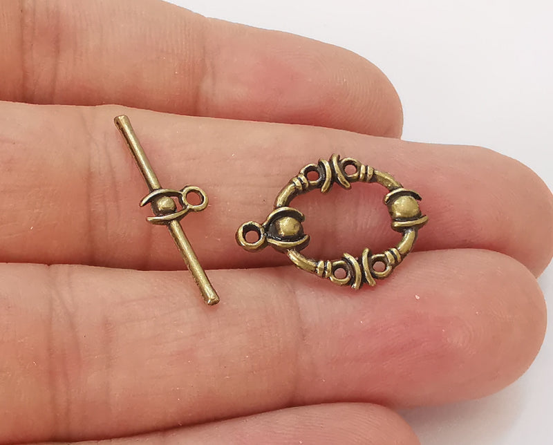 Toggle Clasps 10 sets Antique Bronze Plated Toggle Clasp Findings 21x16mm+19x7mm  G25541