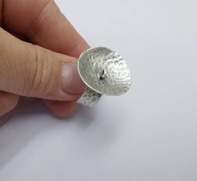 Antique Silver Plated Brass  Adjustable Ring Findings G19842